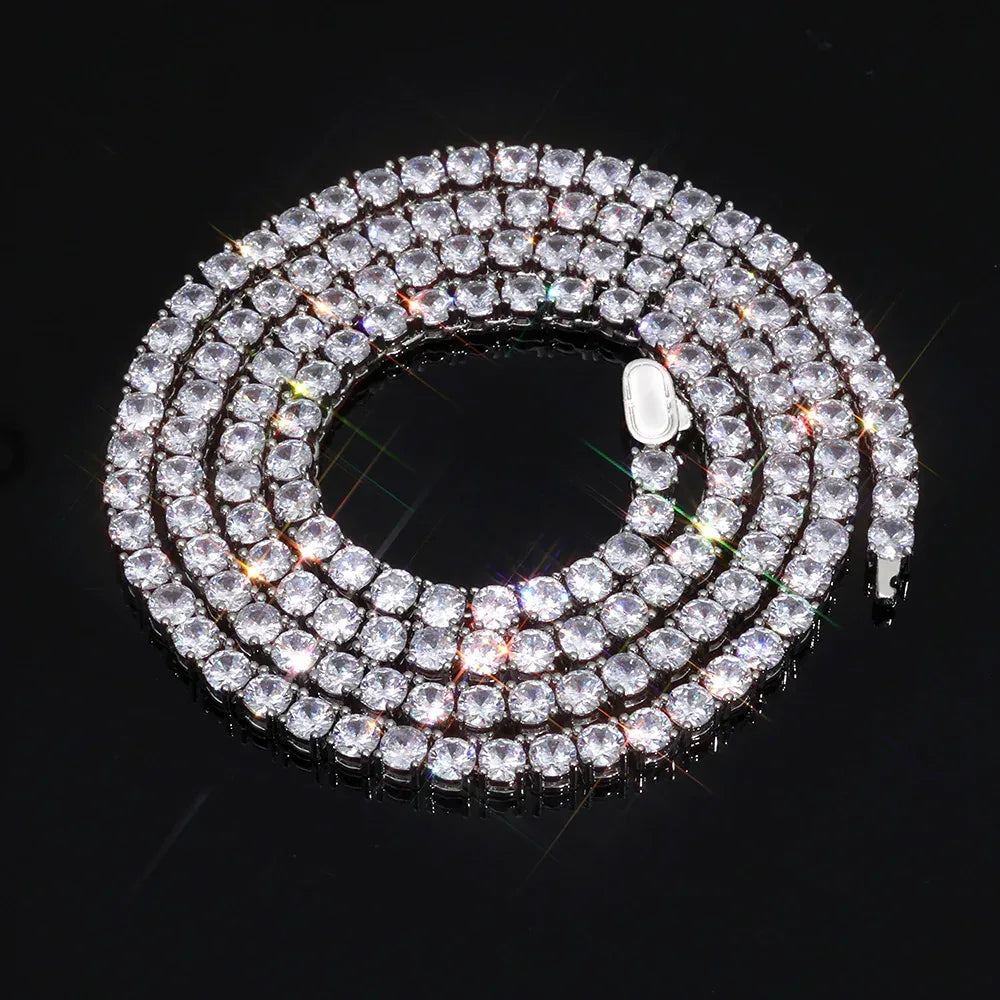 Zircon Tennis Chain Necklace Spring Clasp for Men & Women | Caratix Jewelry - CaratixJewelry